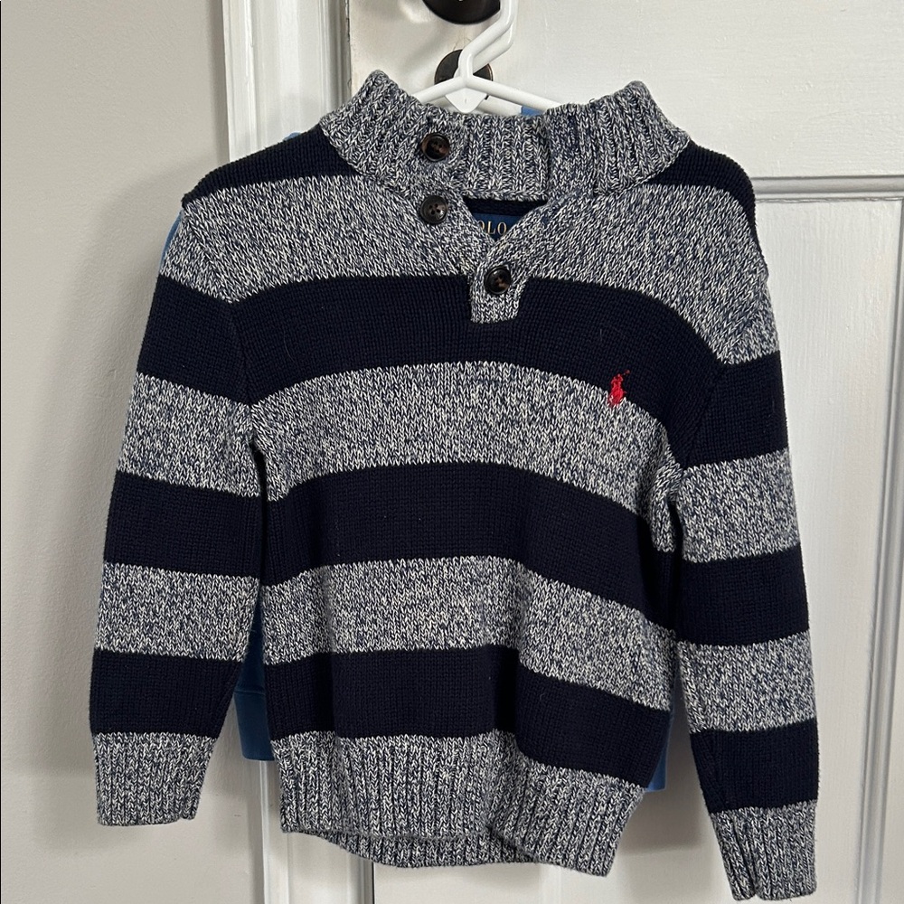 Polo by Ralph Lauren Navy and Gray Striped Kids Sweater